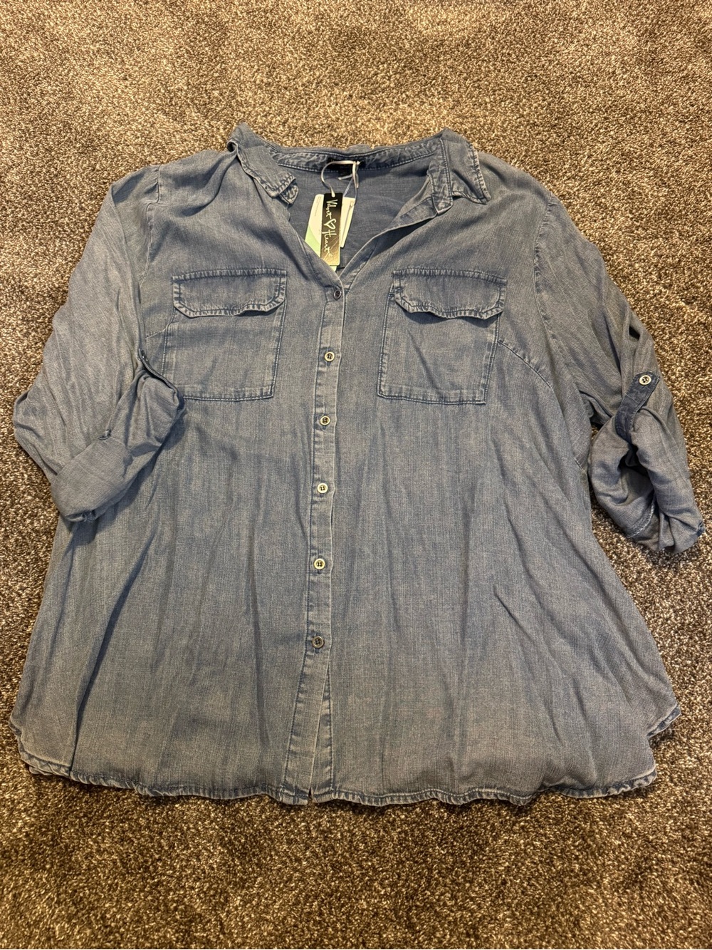 Light Blue Denim Button-Up Shirt